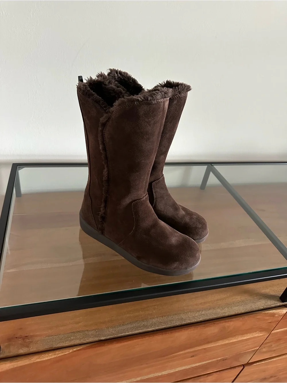 L.L.Bean Vibram Arctic Grip Chocolate Brown Suede Boots PrimaLoft Waterproof